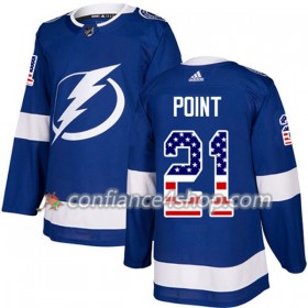 Adidas Maillot de Hockey Tampa Bay Lightning Brayden Point 21 2017-2018 Bleu USA Flag Fashion Authentic - Homme